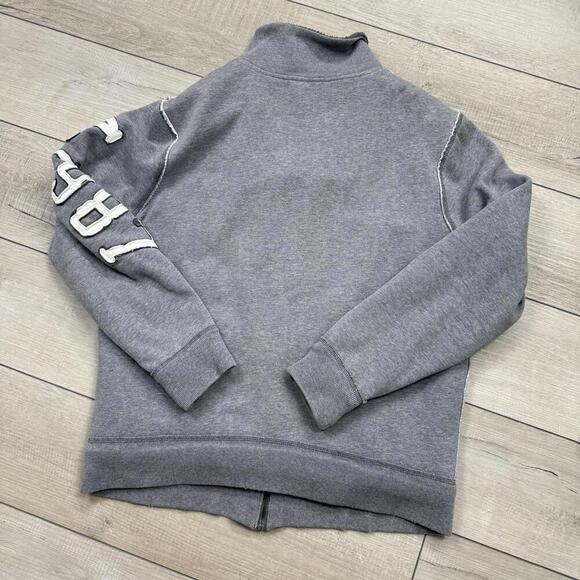 Y2K Aeropostale Sherpa Lined Zip Jacket Gray Sz L Applique Logo A87 Fleece Skate - Picture 3 of 9